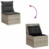 8 részes világosszürke polyrattan kerti ülőgarnitúra párnával