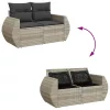 8 részes világosszürke polyrattan kerti ülőgarnitúra párnával