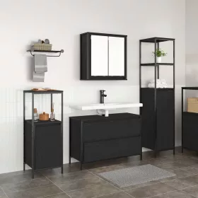   Fürdőszoba bútor szett 3 pcs Musta tammi 90 x 34.5 x 60 cm