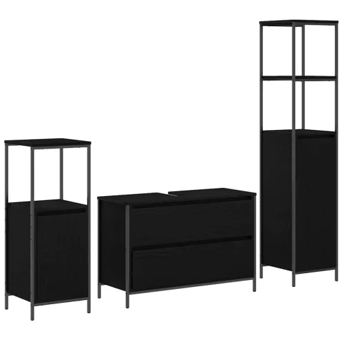 Fürdőszoba bútor szett 3 pcs Musta tammi 90 x 34.5 x 60 cm