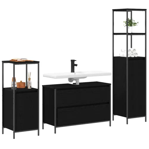 Fürdőszoba bútor szett 3 pcs Musta tammi 90 x 34.5 x 60 cm