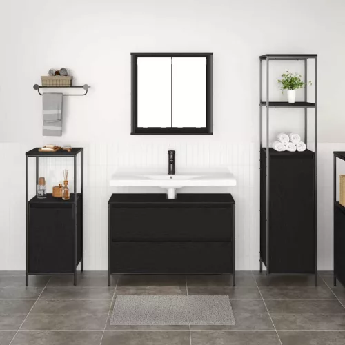 Fürdőszoba bútor szett 3 pcs Musta tammi 90 x 34.5 x 60 cm