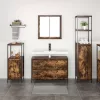 Fürdőszoba bútor szett 3 pcs Füstölt tölgy 90 x 34.5 x 60 cm