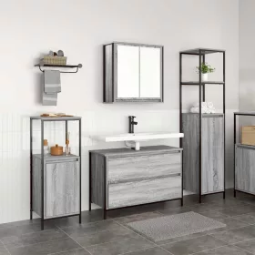   Fürdőszoba bútor szett 3 pcs Szürke sonoma 90 x 34.5 x 60 cm