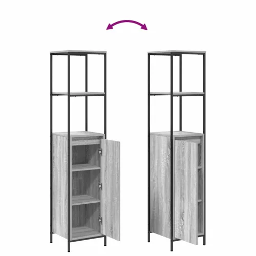 Fürdőszoba bútor szett 3 pcs Szürke sonoma 90 x 34.5 x 60 cm