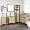 Fürdőszoba bútor szett 5 pcs Bézs 76.5 x 35 x 95 cm Faanyag