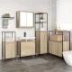 Fürdőszoba bútor szett 5 pcs Bézs 76.5 x 35 x 95 cm Faanyag