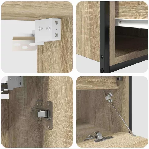 Fürdőszoba bútor szett 5 pcs Bézs 76.5 x 35 x 95 cm Faanyag