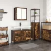 Fürdőszoba bútor szett fiókkal 2 pcs Füstölt tölgy és Fekete