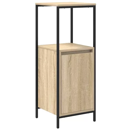 Fürdőszoba bútor szett polcokkal 3 pcs Sonoma tölgy és Fekete