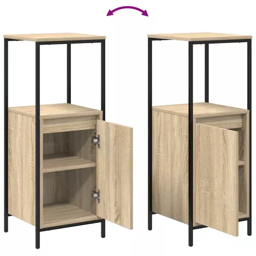 Fürdőszoba bútor szett polcokkal 3 pcs Sonoma tölgy és Fekete