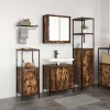 Fürdőszoba bútor szett polcokkal 3 pcs Füstölt tölgy és Fekete