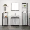 Fürdőszoba bútor szett polcokkal 3 pcs Szürke sonoma és Fekete