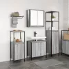 Fürdőszoba bútor szett polcokkal 3 pcs Szürke sonoma és Fekete