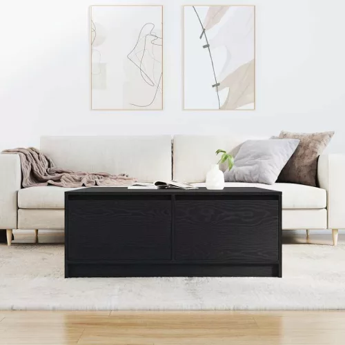 Fekete tölgyfa dohányzóasztal fiókokkal 100x100x40 cm