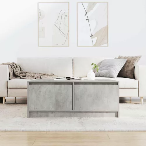 Betonszürke dohányzóasztal fiókokkal 100x100x40 cm