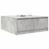 Betonszürke dohányzóasztal fiókokkal 100x100x40 cm
