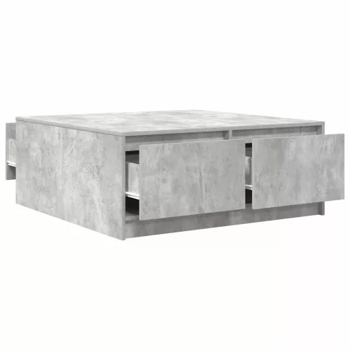 Betonszürke dohányzóasztal fiókokkal 100x100x40 cm