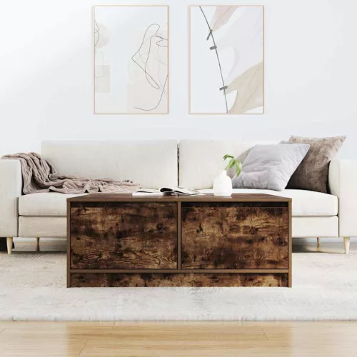 Füstölt tölgy dohányzóasztal fiókokkal 100x100x40 cm