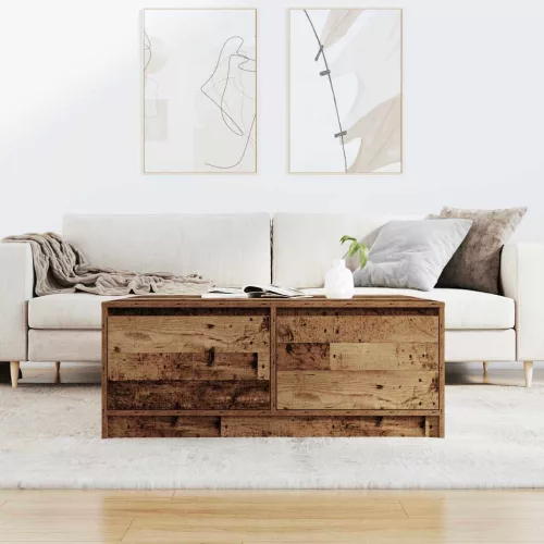 Antik fa dohányzóasztal fiókokkal 100x100x40 cm