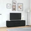Fekete TV-szekrény LED-világítással 160,5x41x50 cm