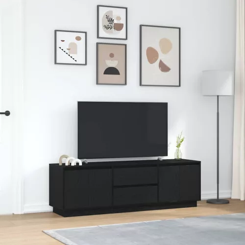 Fekete TV-szekrény LED-világítással 160,5x41x50 cm
