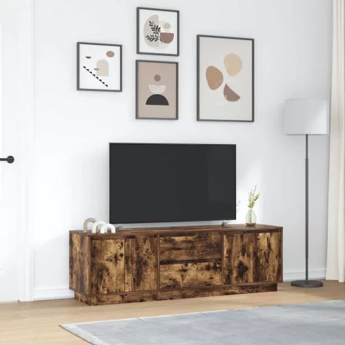 Füstös tölgyszínű TV-szekrény LED-világítással 160,5x41x50 cm