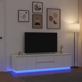 Fehér TV-szekrény LED-lámpákkal 193,5x41x50 cm