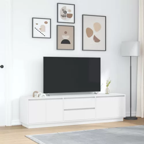 Fehér TV-szekrény LED-lámpákkal 193,5x41x50 cm