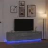 Betonszürke TV-szekrény LED lámpákkal 193,5x41x50 cm