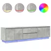 Betonszürke TV-szekrény LED lámpákkal 193,5x41x50 cm