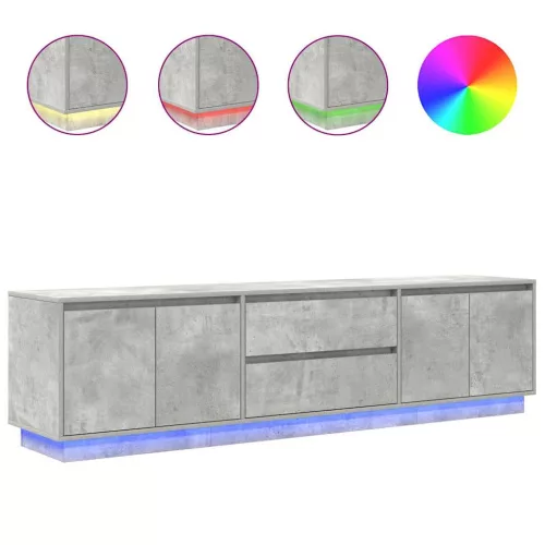 Betonszürke TV-szekrény LED lámpákkal 193,5x41x50 cm