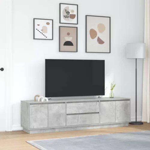 Betonszürke TV-szekrény LED lámpákkal 193,5x41x50 cm
