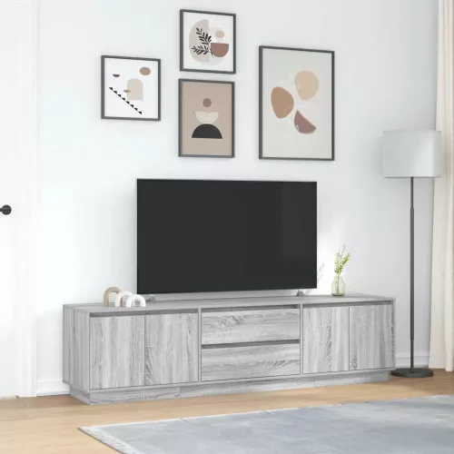 Szürke sonoma színű TV-szekrény LED-lámpákkal 193,5x41x50 cm