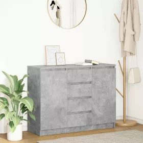   Betonszürke szerelt fa tálalószekrény fiókos 100,5x35x76 cm