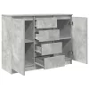Betonszürke szerelt fa tálalószekrény fiókos 100,5x35x76 cm