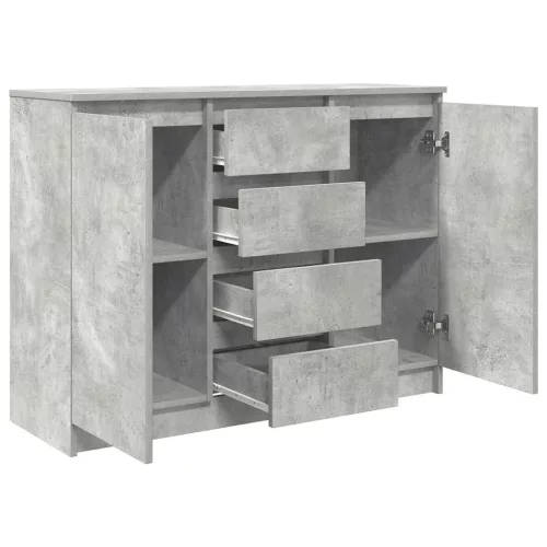 Betonszürke szerelt fa tálalószekrény fiókos 100,5x35x76 cm