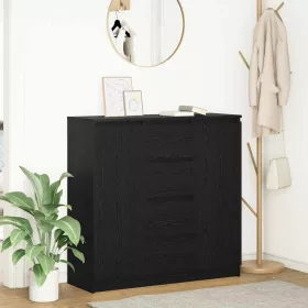   Fekete tölgy szerelt fa tálalószekrény fiókos 100,5x35x98,5 cm