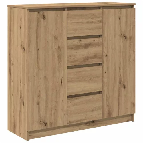 Kézműves tölgy szerelt fa tálalószekrény fiókos 100,5x35x98,5cm