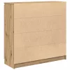 Kézműves tölgy szerelt fa tálalószekrény fiókos 100,5x35x98,5cm