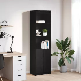 Fekete tölgy szerelt fa magasszekrény 50x35x180 cm
