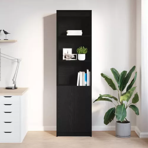 Fekete tölgy szerelt fa magasszekrény 50x35x180 cm