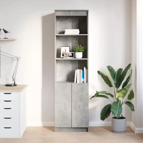Betonszürke szerelt fa magasszekrény 50x35x180 cm