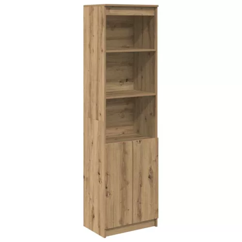 Kézműves tölgy színű szerelt fa magasszekrény 50x35x180 cm