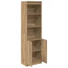 Kézműves tölgy színű szerelt fa magasszekrény 50x35x180 cm