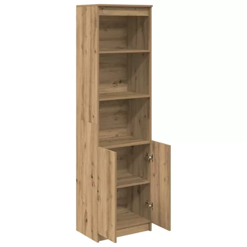 Kézműves tölgy színű szerelt fa magasszekrény 50x35x180 cm