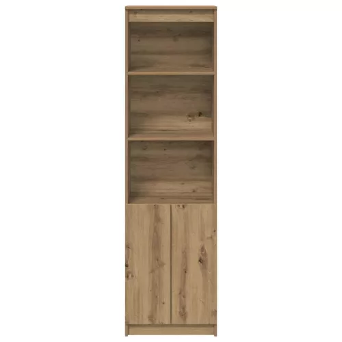 Kézműves tölgy színű szerelt fa magasszekrény 50x35x180 cm