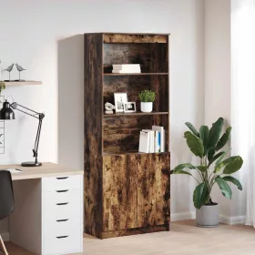   Füstös tölgy színű szerelt fa magasszekrény 70 x 35 x 180