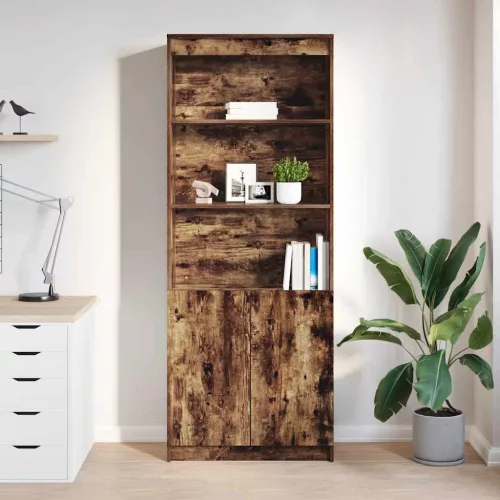 Füstös tölgy színű szerelt fa magasszekrény 70 x 35 x 180