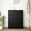 Fekete tölgy szerelt fa tálalószekrény 80x35x99 cm